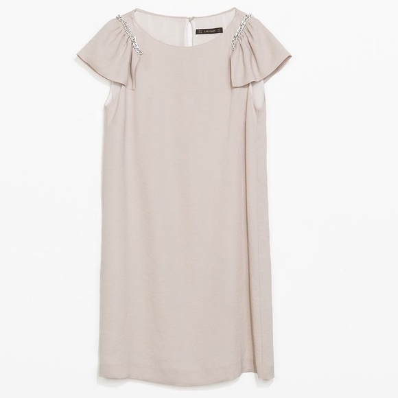 Zara Dresses Zara Nude Dress With Chain Shoulder Detail Poshmark